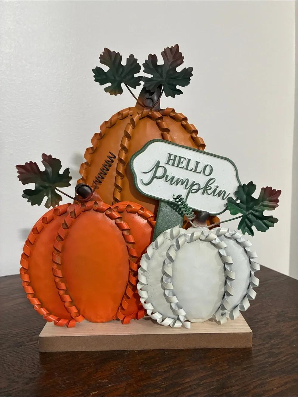 Fall Pumpkin Trio Table Decor - Orange & White